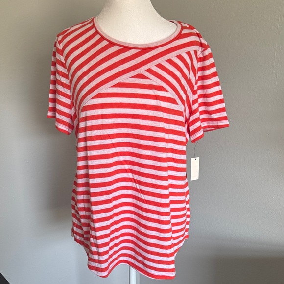 Talbots orange and White Striped Short Sleeve Tee - Picture 1 of 4